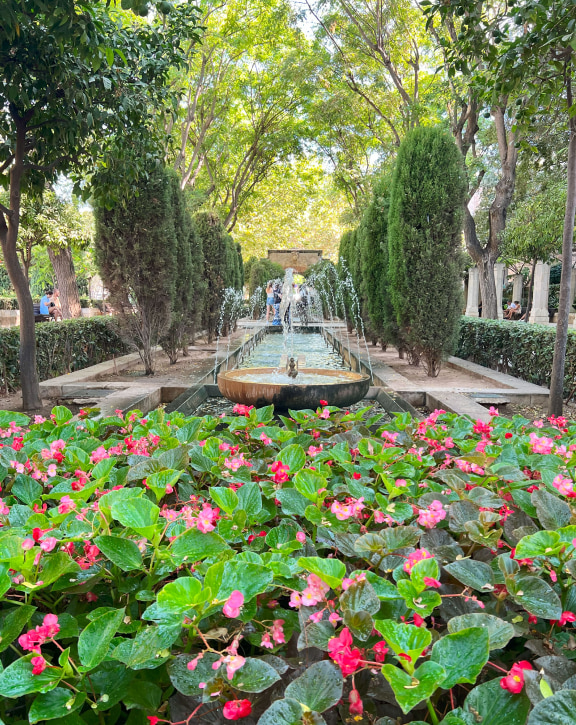 S'Hort del Rei Fountains and flowers in one of the parks in central Palma